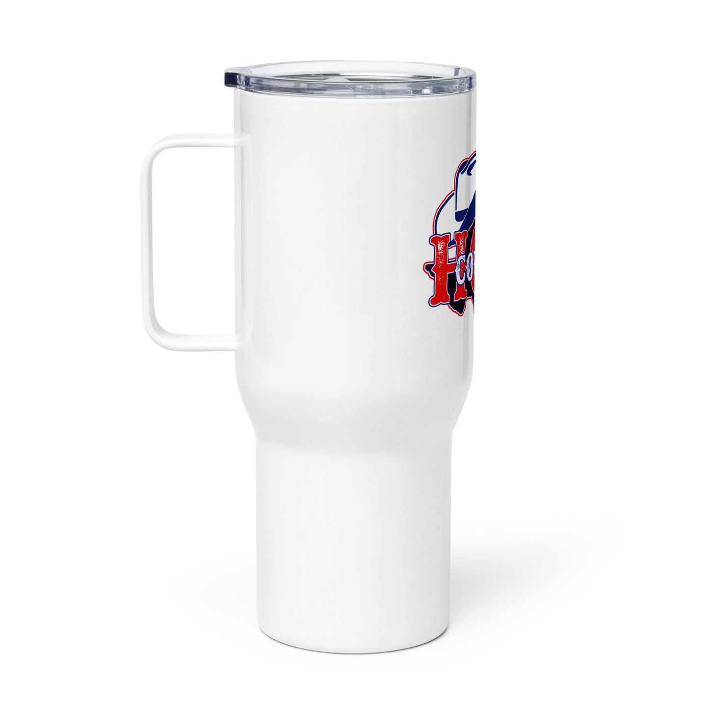 Travel mug with a handle